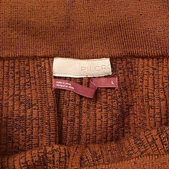 NWT Anthropologie Pilcro Ribbed High Waisted Sweater Flare Pants Ochre - Picture 3 of 6